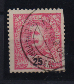 1044.jpg -     Lote:    1044            Portugal       Descrição:         Carimbos circulares datados tipo 1880.. 1898 &mdash; D. Carlos I tipo Mouchon. CE141, 25 reis carmim, obliterado com carimbo batido a preto "AMIEIRA-PORTALEGRE". Não catalogado por Gordon.         O       Valor Base:     &euro; 20,00     Valor Venda:     Retirado     