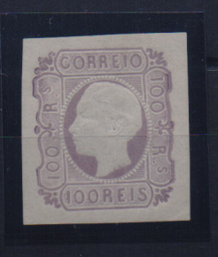 1158.jpg -     Lote:    1158            Portugal       Descrição:         1862/64 &mdash; D. Luís I. CE18, 100 reis lilás, com margens largas. Valor de catálogo &euro; 1.560,00. Charneira ligeiríssima.         **       Valor Base:     &euro; 200,00     Valor Venda:     &euro; 260,00       