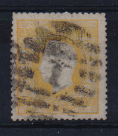 1179.jpg -     Lote:    1179            Portugal       Descrição:         1870/76 &mdash; D. Luís I. Fita direita. CE37, 10 reis amarelo, denteado 14. Valor de catálogo &euro; 540,00.         O       Valor Base:     &euro; 50,00     Valor Venda:     Retirado     