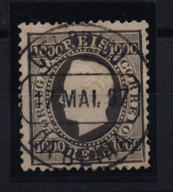 1193.jpg -     Lote:    1193            Portugal       Descrição:         1884 &mdash; D. Luís I. Fita direita. Nova cor e valor. CE67, 1000 reis preto, denteado 12 &frac12;. Obliterado com ccd de Celorico da Beira. Valor de catálogo &euro; 185,00.         O       Valor Base:     &euro; 20,00     Valor Venda:     Retirado     