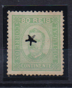 1201.jpg -     Lote:    1201            Portugal       Descrição:         1892/93 &mdash; D. Carlos I tipo Diogo neto. CE76, 80 reis, denteado 12 &frac12;, perfurado com estrela de 5 pontas do telégrafo.         *       Valor Base:     &euro; 8,00     Valor Venda:     &euro; 8,00       
