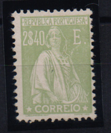 1261.jpg -     Lote:    1261            Portugal       Descrição:         1924/26 &mdash; Tipo Ceres. CE293, 2$40 verde seda. Valor de catálogo &euro; 359,00.         **       Valor Base:     &euro; 40,00     Valor Venda:     &euro; 40,00       