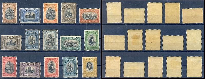 1273.jpg -     Lote:    1273            Portugal       Descrição:         1927 &mdash; Independência de Portugal. 2ª Emissão. CE420/434. Série completa. Valor de catálogo &euro; 155,00.         ***/**       Valor Base:     &euro; 20,00     Valor Venda:     Retirado     