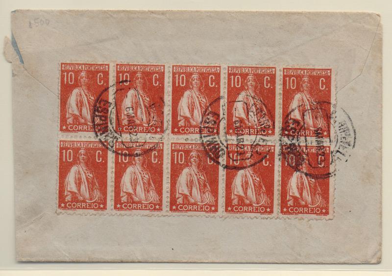 1286.jpg -     Lote:    1286            Portugal       Descrição:         1926/29 &mdash; Ceres, emissão Londres + Ceres, com sobretaxa + Imposto Telegráfico, com sobretaxa. Sobrescrito circulado registado com selos de 4C e 32C CE398 e 405, 4 selos de 80C s/ 1$50 CE483 e 3 selos de 1$60 s/ 5C CE494. MB         Carta       Valor Base:     &euro; 50,00     Valor Venda:     Retirado     