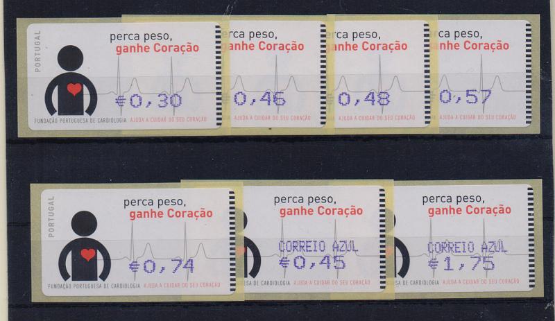1382.jpg -     Lote:    1382            Portugal       Descrição:         2005 &mdash; Fundação Portuguesa de cardiologia. Máquina AMIEL. CE ETQ31A. Correio normal + correio azul. Taxas com vírgula impressas a violeta e recibos do 1.º dia.         ETQ       Valor Base:     &euro; 15,00     Valor Venda:     Retirado     