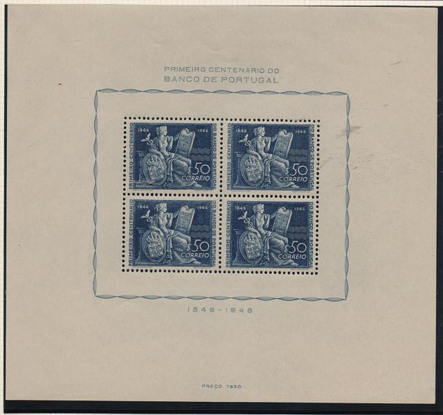 1408.jpg -     Lote:    1408            Portugal       Descrição:         1946 &mdash; Centenário do banco de Portugal. CE BLC11, Valor de catálogo &euro; 281,00.         BLC***       Valor Base:     &euro; 28,00     Valor Venda:     &euro; 36,00       