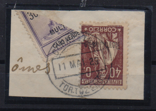 1429.jpg -     Lote:    1429            Portugal       Descrição:         1925 &mdash; Monumento ao Marquês de Pombal. Selo de Multa de Cabo Verde bipartido, usado como recurso por falta de selo do imposto postal no Continente.         FRG       Valor Base:     &euro; 6,00     Valor Venda:     Retirado     