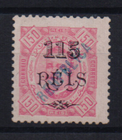 1479.jpg -     Lote:    1479            Angola       Descrição:         1914 &mdash; D. Carlos I tipo Diogo Neto, com sobretaxa e sobrecarga REPUBLICA tipografada localmente. CE172, 115 s/ 150 reis carmim s/ rosa, denteado 11 &frac12;. Valor de catálogo &euro; 275,00.         *       Valor Base:     &euro; 60,00     Valor Venda:     &euro; 75,00       
