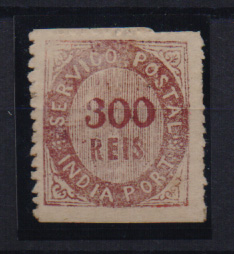 1513.jpg -     Lote:    1513            Índia       Descrição:         1871 &mdash; Nativos. Tipo II. CE13, 300 reis violeta. Valor de catálogo &euro; 500,00.         **       Valor Base:     &euro; 80,00     Valor Venda:     &euro; 160,00       