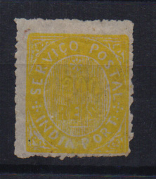 1519.jpg -     Lote:    1519            Índia       Descrição:         1877 &mdash; Nativos. Tipo IIIB. CE44, 200 reis amarelo. Valor de catálogo &euro; 152,00.         **       Valor Base:     &euro; 30,00     Valor Venda:     &euro; 30,00       