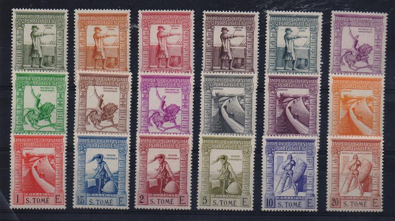 1628.jpg -     Lote:    1628            S. Tomé e Príncipe       Descrição:         1938 &mdash; Império Colonial Português. Legenda S. Tomé. CE298/315.Série completa. Selo com sinalde charneira muito ligeiro. Valor de catálogo &euro; 173,00.         **       Valor Base:     &euro; 25,00     Valor Venda:     Retirado     