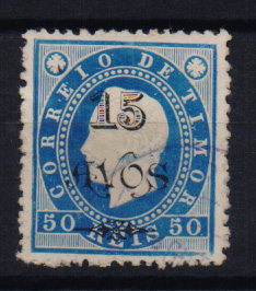 1635.jpg -     Lote:    1635            Timor       Descrição:         1902 &mdash; D. Luís I, fita direita, com sobretaxa. CE83, 15 avos s/ 50 reis azul. Valor de catálogo &euro; 190,00.         O       Valor Base:     &euro; 50,00     Valor Venda:     &euro; 70,00       