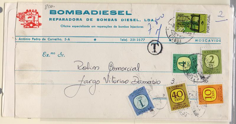 1905.jpg -     Lote:    1905      Lotes pelo Correio              Descrição:         Porteado. 1967/84 &mdash; Legenda "A Cobrar". Sobrescrito circulado com insuficiência de franquia e porteado com selos de 10 e 40c, 1, 2 e 4 Esc. CE POR65, 68, 71,72 e 74 + Carta circulada com selo de porteado de 50$00, CE81, como selo do correio ordinário.         Carta       Valor Base:     &euro; 6,00     Valor Venda:     Retirado     