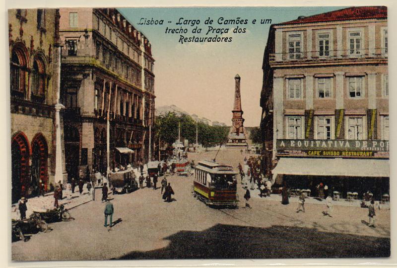 1916.jpg -     Lote:    1916      Lotes pelo Correio              Descrição:         Lisboa. Largo de Camões e um trecho da Praça dos Restauradores. Novo.         PI       Valor Base:     € 6,00     Valor Venda:     € 6,00       