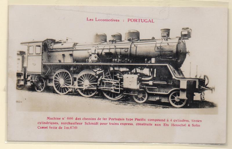 1949.jpg -     Lote:    1949      Lotes pelo Correio              Descrição:         Temática Comboios. Locomotiva n.º 606 do Caminhos de Ferro Portugueses". Legenda em francês. Novo.         PI       Valor Base:     &euro; 8,00     Valor Venda:     Retirado     