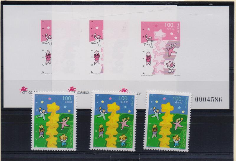 2042.jpg -     Lote:    2042      Lotes pelo Correio              Descrição:         2000 &mdash; Europa. Provas a preto dos selos CE2685/87, distribuídas com as carteiras anuais + série completa.         PRV       Valor Base:     &euro; 5,00     Valor Venda:     &euro; 7,00       