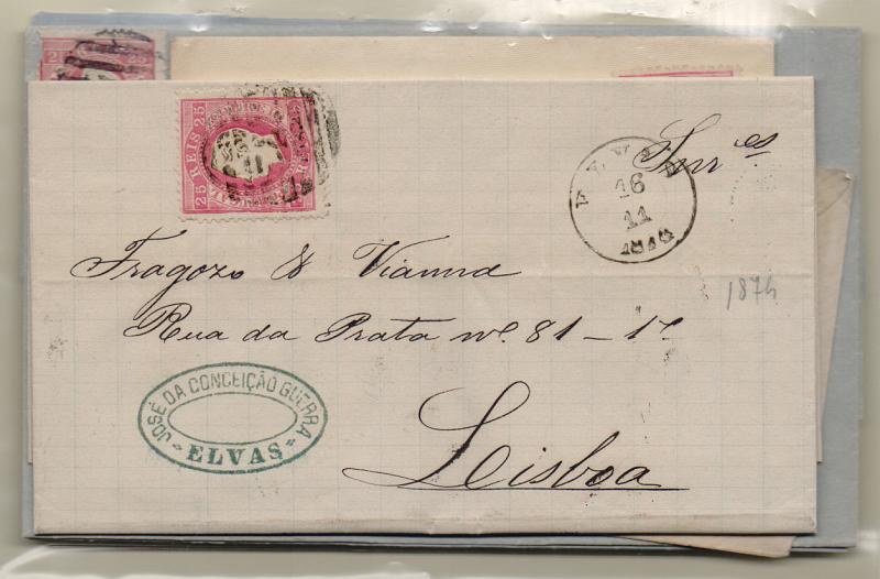 2111.jpg -     Lote:    2111      Lotes pelo Correio       Portugal       Descrição:         1870/76 &mdash; D. Luís I. Fita direita. CE40, 25 reis carmim. Lote composto por 8 cartas, com selos de diferentes denteados e com alguma marcofilia interessante. Lote a var.         Lote       Valor Base:     &euro; 12,00     Valor Venda:     &euro; 12,00       