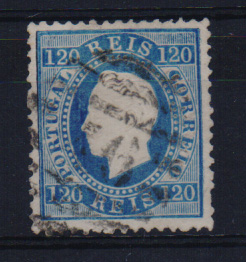 2119.jpg -     Lote:    2119      Lotes pelo Correio       Portugal       Descrição:         1870/76 &mdash; D. Luís I. Fita direita. CE44, 120 reis azul, denteado 12 &frac12;. Valor de catálogo &euro; 132,00.         O       Valor Base:     &euro; 10,00     Valor Venda:     Retirado     