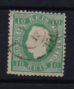 2121.jpg -     Lote:    2121      Lotes pelo Correio       Portugal       Descrição:         1879/80 &mdash; D. Luís I. Fita direita. Novas cores. CE49, 10 reis verde azul, denteado 12 &frac12;. Valor de catálogo &euro; 408,00.         O       Valor Base:     &euro; 40,00     Valor Venda:     Retirado     