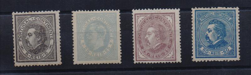 2125.jpg -     Lote:    2125      Lotes pelo Correio       Portugal       Descrição:         1880/81 &mdash; D. Luís I de perfil. CE52/55. Série completa em denteado 12 &frac12;. Selos CE53/54 regomados e CE52 com ligeiros pontos de óxido no verso.         ***/**       Valor Base:     &euro; 75,00     Valor Venda:     &euro; 75,00       