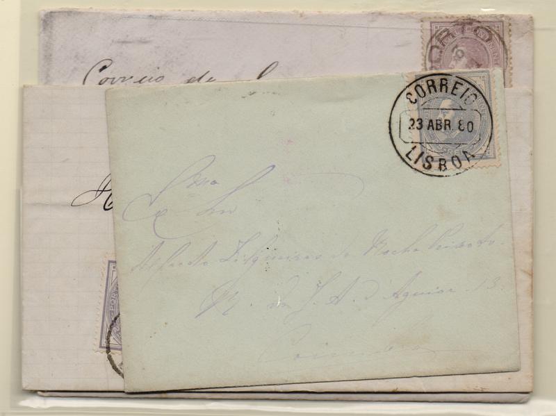 2126.jpg -     Lote:    2126      Lotes pelo Correio       Portugal       Descrição:         1880/81 &mdash; D. Luís I. De perfil. CE54, 25 reis. Lote de quatro cartas, com diferentes tonalidades de cor dos selos. Lote a ver.         Lote       Valor Base:     &euro; 6,00     Valor Venda:     &euro; 8,00       