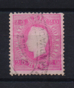 2134.jpg -     Lote:    2134      Lotes pelo Correio       Portugal       Descrição:         1884 &mdash; D. Luís I. Fita direita. Nova cor. CE66, 20 reis carmim rosa, denteado 12 &frac12;, obliterado com carimbo batido a preto da telegrafia. Valor de catálogo &euro; 98,00.         O       Valor Base:     &euro; 10,00     Valor Venda:     Retirado     