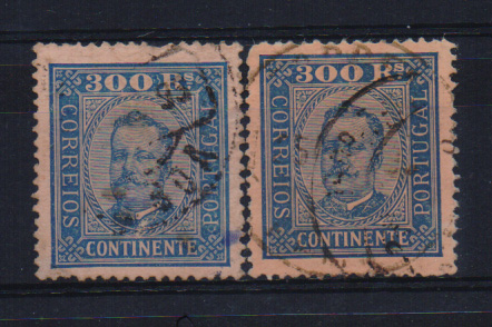 2146.jpg -     Lote:    2146      Lotes pelo Correio       Portugal       Descrição:         1892/93 &mdash; D. Carlos I tipo Diogo Neto. CE79, 300 reis. Lote de dois selos em papel porcelana, denteado 13 &frac12;. Valor de catálogo &euro; 250,00.         O       Valor Base:     &euro; 20,00     Valor Venda:     Retirado     