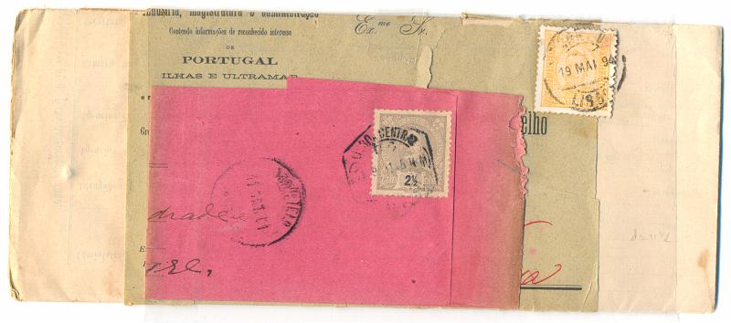 2151.jpg -     Lote:    2151      Lotes pelo Correio       Portugal       Descrição:         1892/96 &mdash; D. Carlos (Diogo Neto) CE68. 5 réis laranja sobre cinta do Annuario Comercial circulada de Lisboa ( 19 MAI 94) para Vila Viçosa. D. Carlos I (Mouchon). CE126. 2 &frac12; réis cinzento sobre cinta da Revista Telegrapho Postal, circulada de Lisboa (10.09.01) para Portalegre (11.09.01).         CNT       Valor Base:     &euro; 10,00     Valor Venda:     Retirado     