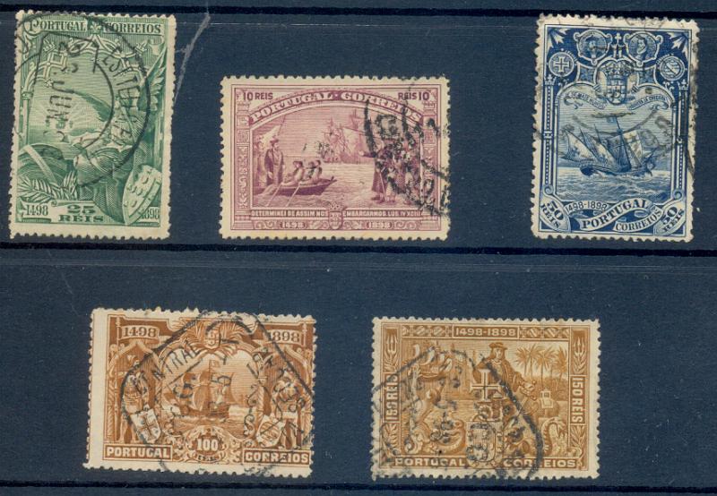 2157.jpg -     Lote:    2157      Lotes pelo Correio       Portugal       Descrição:         1898 &mdash; 4º Cent. Descobrimento Caminho Marítimo para a Índia. 5 valores CE150, 151, 152, 154 e 155. Valor de catálogo 80,00.         O       Valor Base:     &euro; 12,00     Valor Venda:     Retirado     