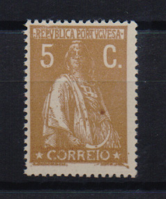 2189.jpg -     Lote:    2189      Lotes pelo Correio       Portugal       Descrição:         1917/20 &mdash; Ceres. CE227, 5C bistre. Selo com impressão defeituosa.         ***       Valor Base:     &euro; 2,00     Valor Venda:     Retirado     