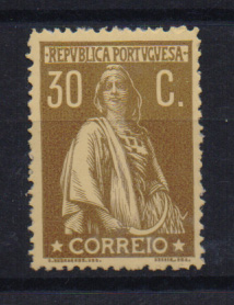 2194.jpg -     Lote:    2194      Lotes pelo Correio       Portugal       Descrição:         1917/20 &mdash; Ceres. CE234, 30C castanho s/ amarelo. Selo regomado.         RG***       Valor Base:     &euro; 5,00     Valor Venda:     Retirado     