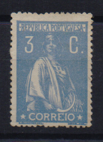 2196.jpg -     Lote:    2196      Lotes pelo Correio       Portugal       Descrição:         1920/22 &mdash; Ceres. CE235, 3C azul, denteado 15x14. Valor de catálogo &euro; 233,00.         *       Valor Base:     &euro; 15,00     Valor Venda:     Retirado     