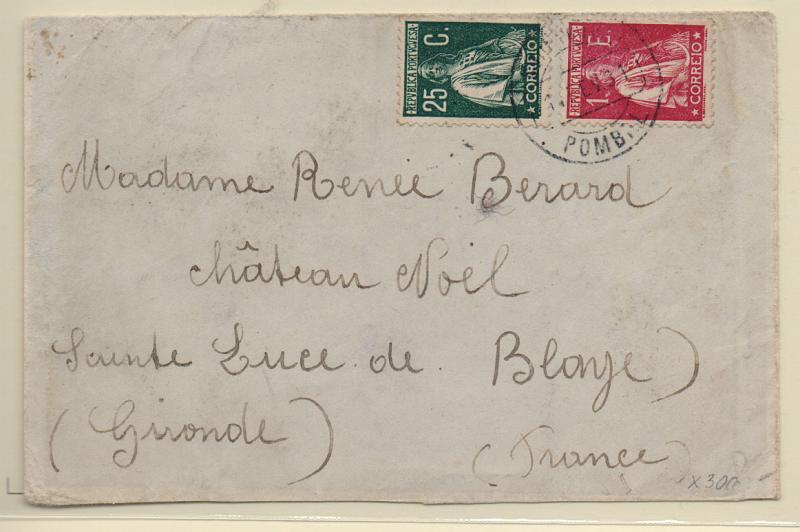 2239.jpg -     Lote:    2239      Lotes pelo Correio       Portugal       Descrição:         1930 &mdash; Ceres. Sobrescrito circulado do Pombal (01.02.31) para França com selos de 25c e 1E CE503 e 508.         Carta       Valor Base:     &euro; 15,00     Valor Venda:     &euro; 15,00       