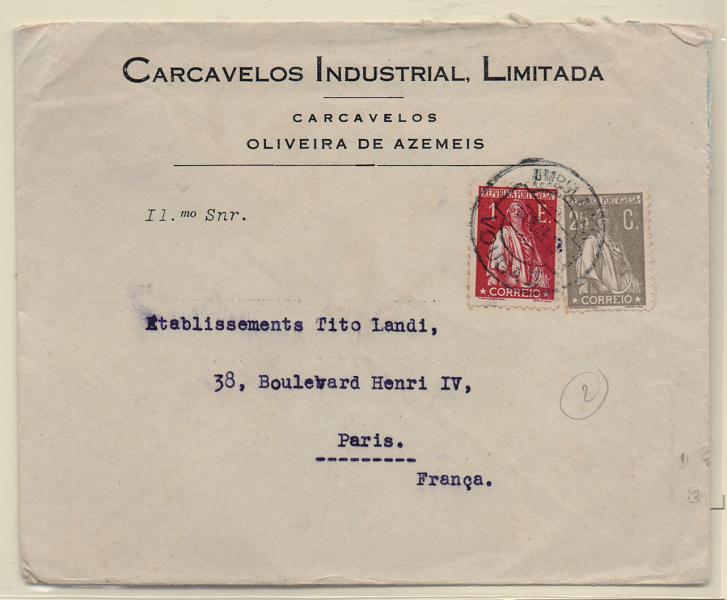 2241.jpg -     Lote:    2241      Lotes pelo Correio       Portugal       Descrição:         1930 &mdash; Ceres. Sobrescrito circulado pela ambulância ferroviária VOUGA I, para França (06.03.31) com selos de 25C e 1E. CE500 e 508.         Carta       Valor Base:     &euro; 8,00     Valor Venda:     &euro; 14,00       