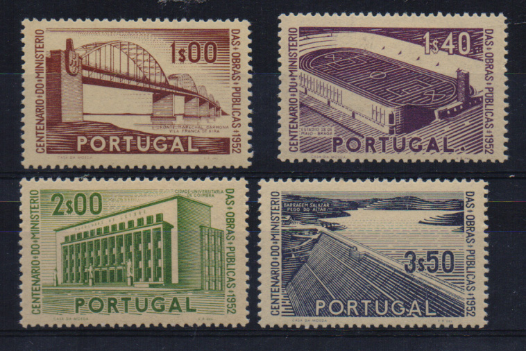 2292.jpg -     Lote:    2292      Lotes pelo Correio       Portugal       Descrição:         1952 &mdash; Centenário do Ministério das Obras Públicas. CE755/58. Valor de catálogo &euro; 43,50.         **       Valor Base:     &euro; 8,00     Valor Venda:     Retirado     