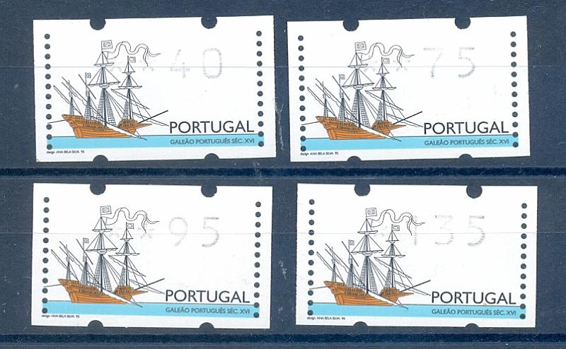 2360.jpg -     Lote:    2360      Lotes pelo Correio       Portugal       Descrição:         1995 &mdash; Galeão Português &mdash; Séc. XVI. CE ETQ9. Série completa com as taxas do ano de 1995. Valor de catálogo &euro; 10,00.         ETQ       Valor Base:     &euro; 3,00     Valor Venda:     &euro; 3,00       