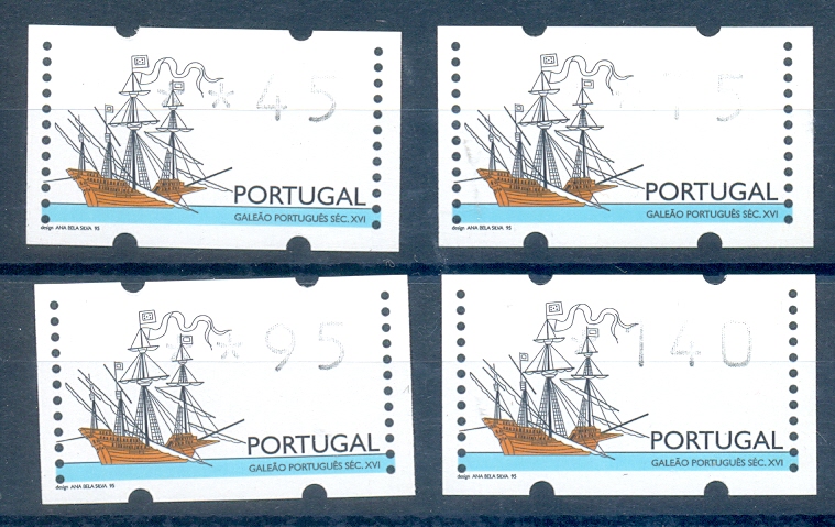 2361.jpg -     Lote:    2361      Lotes pelo Correio       Portugal       Descrição:         1995 &mdash; Galeão Português &mdash; Séc. XVI. CE ETQ9. Série completa com as taxas do ano de 1996.         ETQ       Valor Base:     &euro; 3,00     Valor Venda:     &euro; 6,00       
