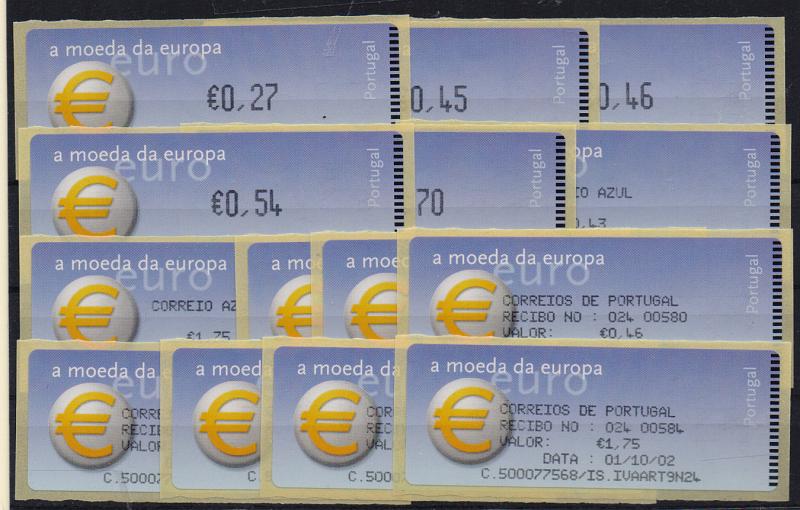 2379.jpg -     Lote:    2379      Lotes pelo Correio       Portugal       Descrição:         2002 &mdash; Símbolo do Euro. CE ETQ24. Máquina CROUZET. CE ETQ24. Impressão da taxa a preto. Correio normal + correio azul, com recibo.         ETQ       Valor Base:     &euro; 8,00     Valor Venda:     Retirado     