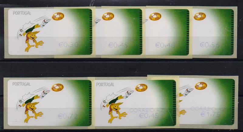 2390.jpg -     Lote:    2390      Lotes pelo Correio       Portugal       Descrição:         2004 &mdash; UEFA * Euro 2004. Máquina CROUZET. CE ETQ28. Correio normal + correio azul, com recibos. Impressão a VIOLETA. Normal seria a preto.         ETQ       Valor Base:     &euro; 25,00     Valor Venda:     Retirado     