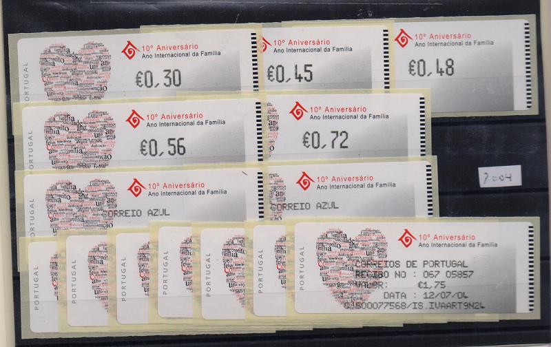 2400.jpg -     Lote:    2400      Lotes pelo Correio       Portugal       Descrição:         2004 &mdash; Ano Internacional da Família. Máquina CROUZET. CE ETQ30. Correio normal + correio azul. Taxa de 2004 e 2005 impressas a preto e violeta, com recibos .         ETQ       Valor Base:     &euro; 12,00     Valor Venda:     Retirado     