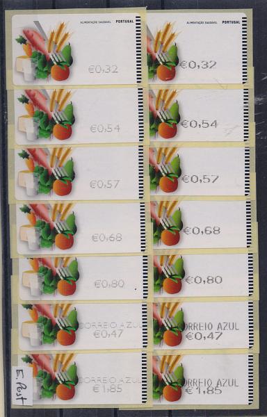 2445.jpg -     Lote:    2445      Lotes pelo Correio       Portugal       Descrição:         2009 &mdash; Alimentação Saudável. Máquina SMD e E-Post. CE ETQ49A e 49B. Lote de duas séries do correio normal + correio azul, com impressão a preto + recibos. Valor facial 10,46. Valor de catálogo &euro; 22,00.         ETQ       Valor Base:     &euro; 12,00     Valor Venda:     &euro; 12,00       
