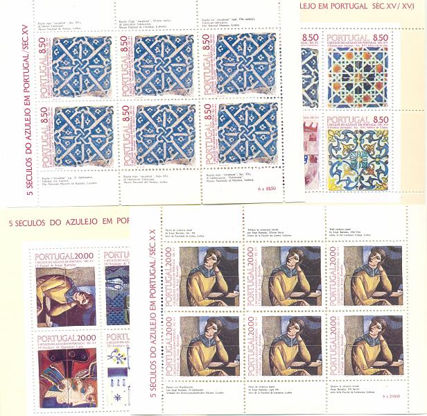 2470.jpg -     Lote:    2470      Lotes pelo Correio       Portugal       Descrição:         1981 &mdash; 1985, 5 Séculos do Azulejo em Portugal. Lote constituído pelos 25 blocos emitidos ( Nº: 34, 38, 39, 40, 41, 43, 48, 49, 51, 52, 53, 58, 60, 61, 62, 63, 69, 70, 71, 72, 73, 77, 78, 80 e 81). Valor de catálogo: &euro; 259.         BLC       Valor Base:     &euro; 30,00     Valor Venda:     Retirado     