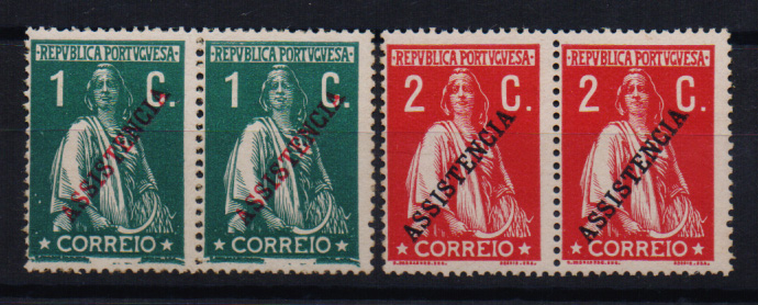 2483.jpg -     Lote:    2483      Lotes pelo Correio       Portugal       Descrição:         1912 &mdash; Imposto Postal. Tipo Ceres com sobrecarga. CE IP3/4. Série completa em pares. Valor de catálogo &euro; 104,00.         ***       Valor Base:     &euro; 15,00     Valor Venda:     Retirado     