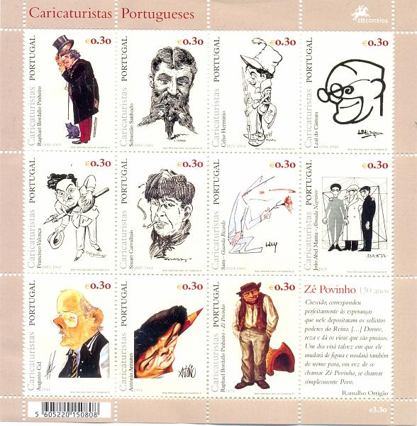 2497.jpg -     Lote:    2497      Lotes pelo Correio       Portugal       Descrição:         2005 &mdash; Caricaturistas Portugueses, 2 folhas miniatura, CE 25, Valor de catálogo &euro; 24,00.         BLC       Valor Base:     &euro; 3,00     Valor Venda:     &euro; 17,00       