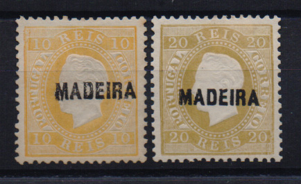 2510.jpg -     Lote:    2510      Lotes pelo Correio       Madeira       Descrição:         1871/76 &mdash; D. Luís I. Fita direita. Sobrecarga tipo A. Lote composto por selos de 10 e 20 reis CE15/16. Valor de catálogo &euro; 131,00.         *       Valor Base:     &euro; 10,00     Valor Venda:     Retirado     