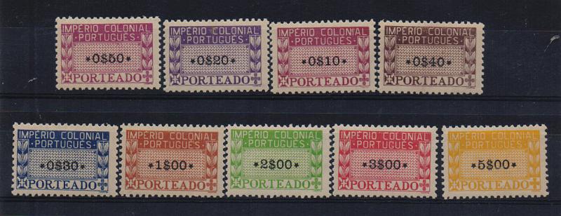 2513.jpg -     Lote:    2513      Lotes pelo Correio       Ultramar       Descrição:         1945 &mdash; Porteado. Império Colonial Português. CE 1/9. Série completa. Valor de catálogo &euro; 28,00.         **       Valor Base:     &euro; 6,00     Valor Venda:     &euro; 6,00       