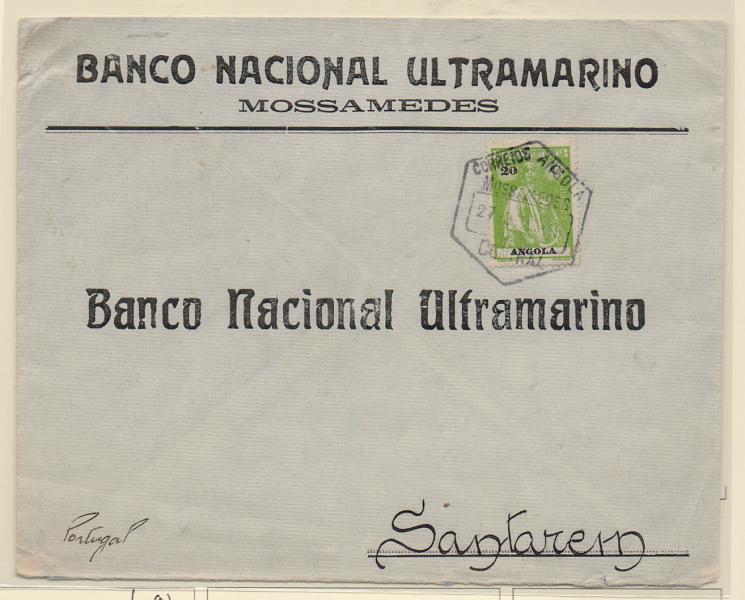 2522.jpg -     Lote:    2522      Lotes pelo Correio       Angola       Descrição:         1914 &mdash; Ceres. Sobrescrito circulado de Moçamedes (27.02.23) para Santarém com selo de 20C CE153.         Carta       Valor Base:     &euro; 6,00     Valor Venda:     Retirado     