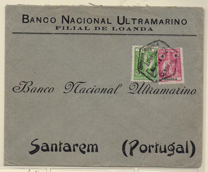 2525.jpg -     Lote:    2525      Lotes pelo Correio       Angola       Descrição:         1914/22 &mdash; Ceres. Sobrescrito circulado de Luanda para Santarém com selo de 20C CE153 + 1E CE210..         Carta       Valor Base:     &euro; 6,00     Valor Venda:     Retirado     