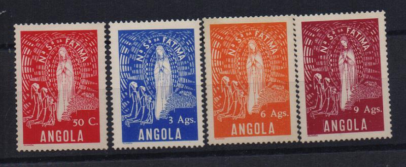 2526.jpg -     Lote:    2526      Lotes pelo Correio       Angola       Descrição:         1948 &mdash; Nossa Senhora de Fátima. CE302/305. Série completa regomada.         RG***       Valor Base:     &euro; 10,00     Valor Venda:     Retirado     