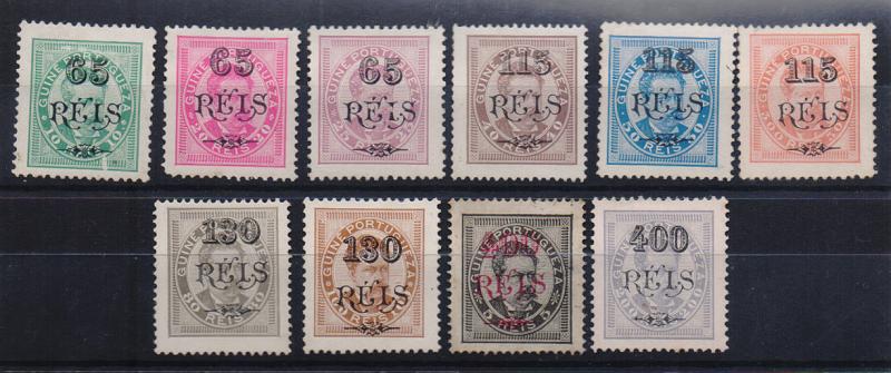 2536.jpg -     Lote:    2536      Lotes pelo Correio       Guiné       Descrição:         1902 &mdash; D. Luís I, com sobretaxa. CE62/71. Série completa. Alguns selos sem goma e dois com pontos de óxido no verso. Lote a ver. Valor de catálogo &euro; 213,00.         **/*       Valor Base:     &euro; 20,00     Valor Venda:     &euro; 26,00       